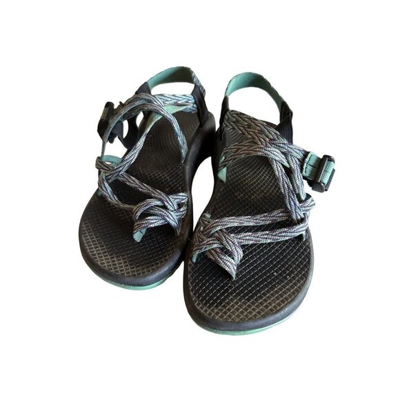 Chaco Shoes - Chaco Womans Double Strap Toe Strap Sandal Blue Size 8